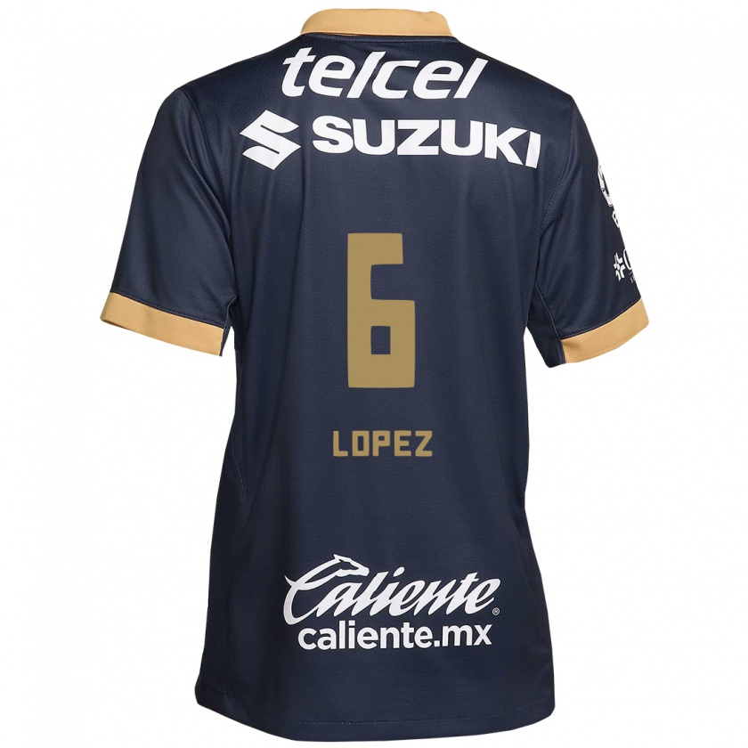 Kandiny Kinderen Nathalia Lopez #6 Obsidiaan Goud Wit Uitshirt Uittenue 2024/25 T-Shirt