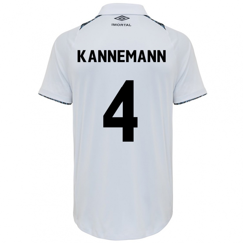 Kandiny Bambino Maglia Walter Kannemann #4 Bianco Blu Kit Gara Away 2024/25 Maglietta