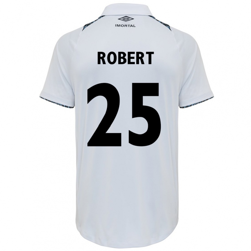 Kandiny Bambino Maglia Jhonata Robert #25 Bianco Blu Kit Gara Away 2024/25 Maglietta