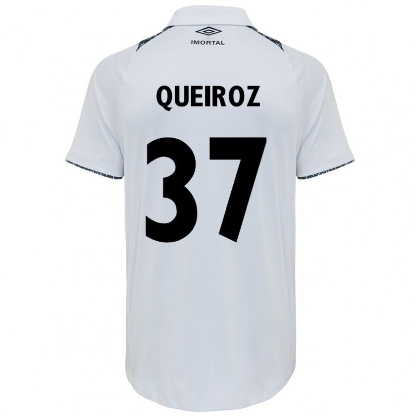 Kandiny Bambino Maglia Du Queiroz #37 Bianco Blu Kit Gara Away 2024/25 Maglietta