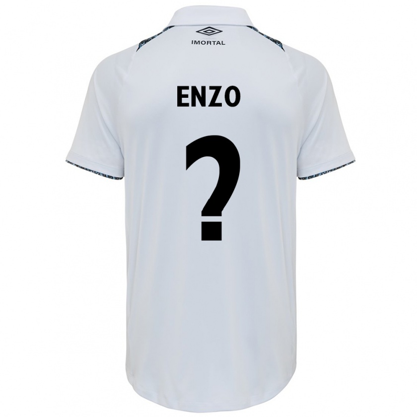 Kandiny Bambino Maglia Enzo #0 Bianco Blu Kit Gara Away 2024/25 Maglietta