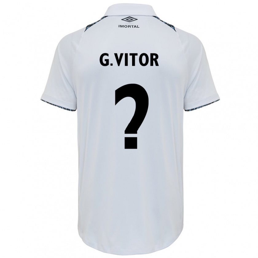 Kandiny Bambino Maglia Gabriel Vitor #0 Bianco Blu Kit Gara Away 2024/25 Maglietta