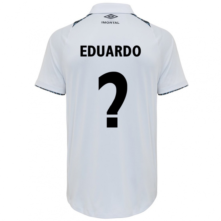 Kandiny Bambino Maglia Eduardo #0 Bianco Blu Kit Gara Away 2024/25 Maglietta