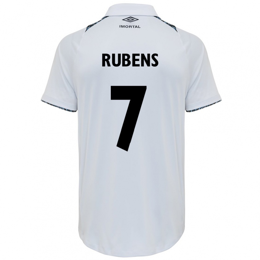 Kandiny Bambino Maglia Rubens #7 Bianco Blu Kit Gara Away 2024/25 Maglietta