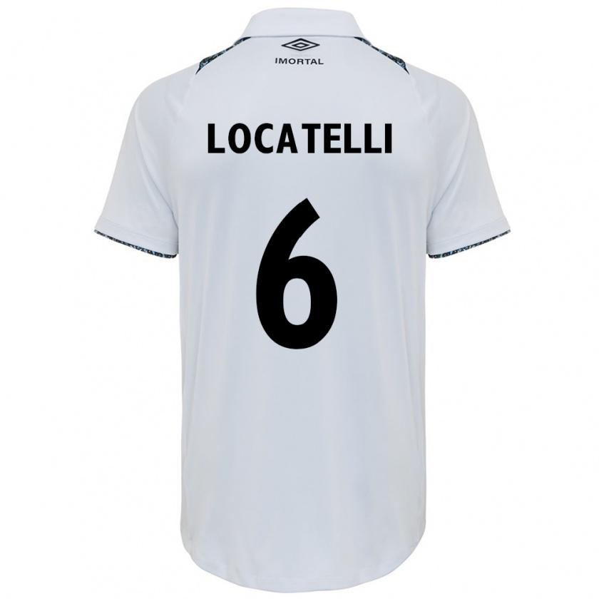 Kandiny Bambino Maglia Natane Locatelli #6 Bianco Blu Kit Gara Away 2024/25 Maglietta