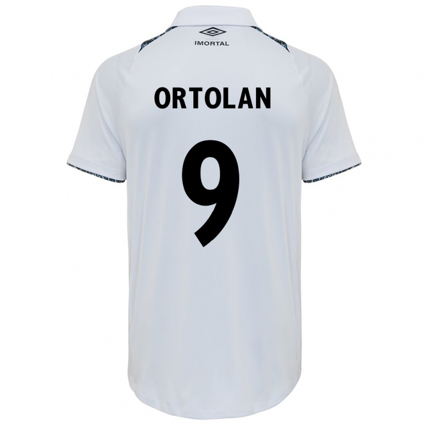 Kandiny Bambino Maglia Dani Ortolan #9 Bianco Blu Kit Gara Away 2024/25 Maglietta