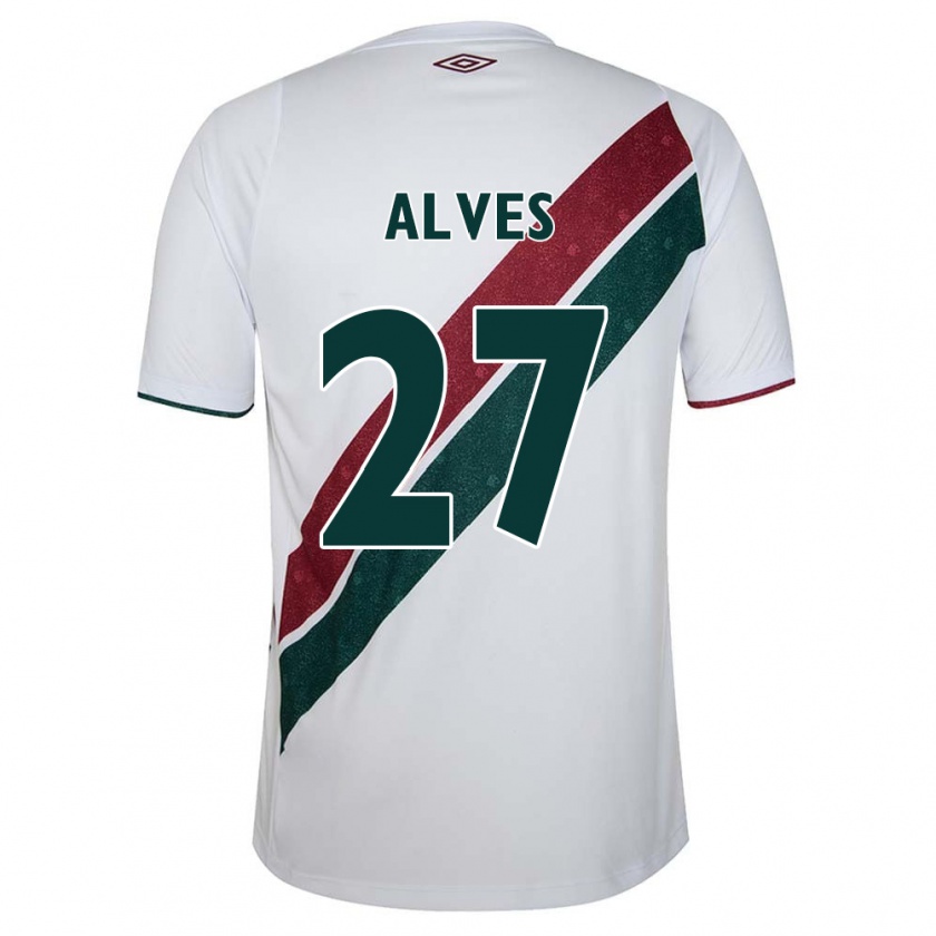 Kandiny Bambino Maglia Felipe Alves #27 Bianco Verde Marrone Kit Gara Away 2024/25 Maglietta