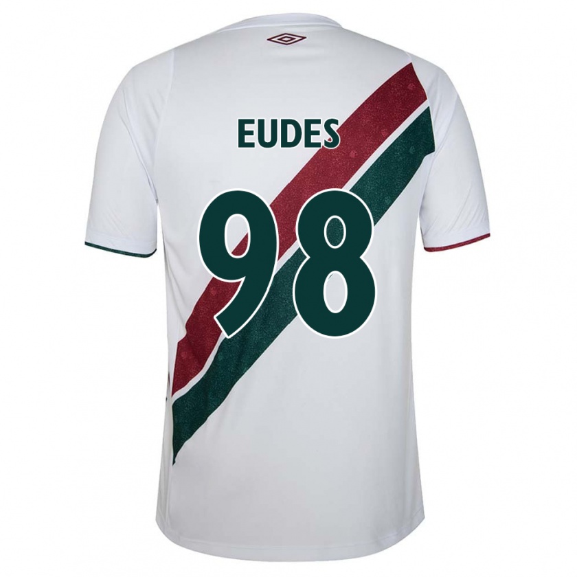 Kandiny Kinderen Vitor Eudes #98 Wit Groen Kastanjebruin Uitshirt Uittenue 2024/25 T-Shirt België