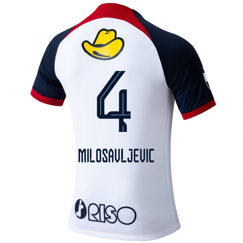 Kandiny Kinderen Radomir Milosavljevic #4 Wit Blauw Rood Uitshirt Uittenue 2024/25 T-Shirt België