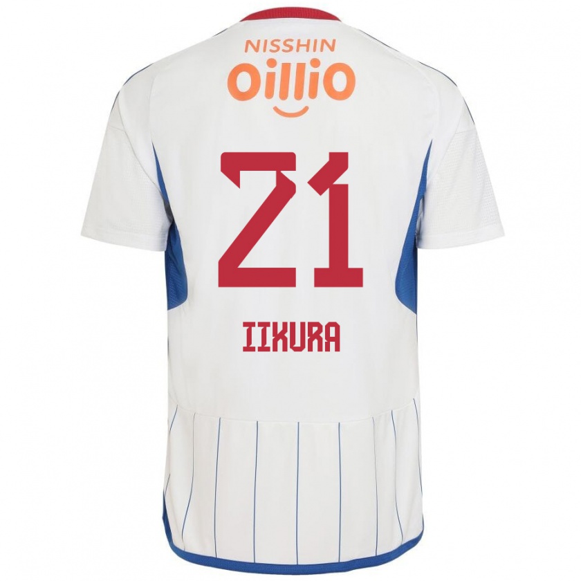 Kandiny Bambino Maglia Hiroki Iikura #21 Bianco Blu Rosso Kit Gara Away 2024/25 Maglietta