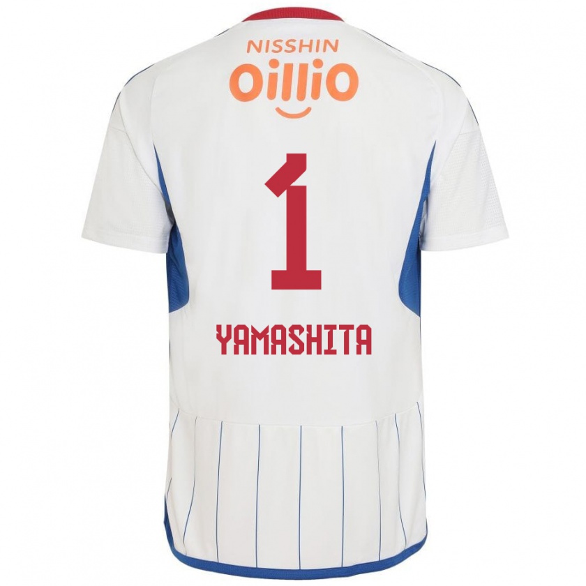 Kandiny Bambino Maglia Shoma Yamashita #1 Bianco Blu Rosso Kit Gara Away 2024/25 Maglietta