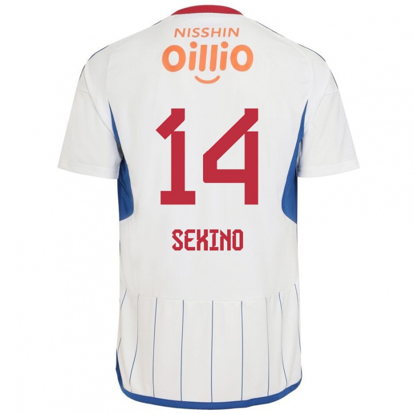 Kandiny Bambino Maglia Aiki Sekino #14 Bianco Blu Rosso Kit Gara Away 2024/25 Maglietta