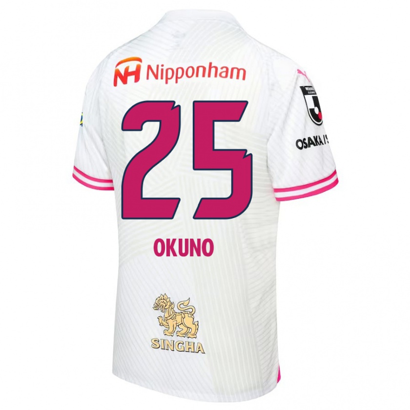 Kandiny Bambino Maglia Hiroaki Okuno #25 Bianco Rosa Kit Gara Away 2024/25 Maglietta