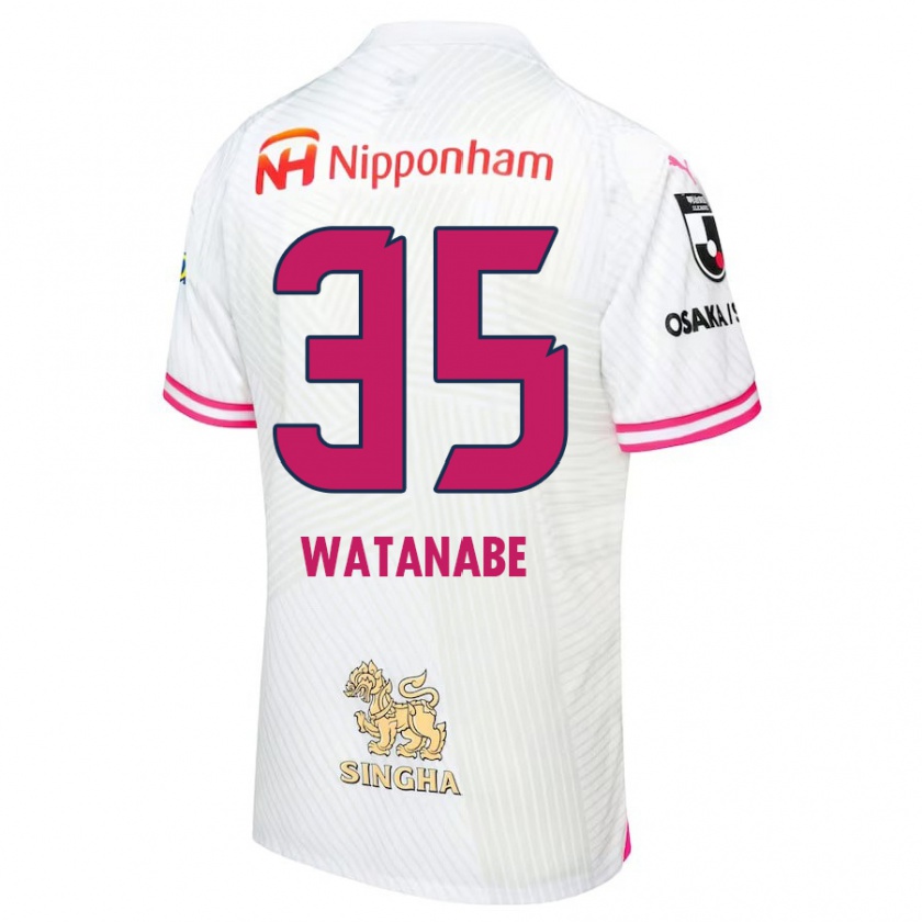 Kandiny Kinder Ryo Watanabe #35 Weiß Rosa Auswärtstrikot Trikot 2024/25 T-Shirt Österreich