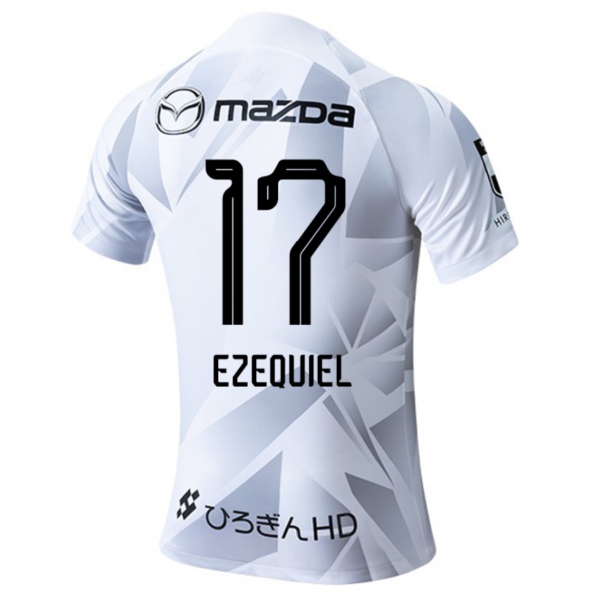 Kandiny Bambino Maglia Ezequiel #17 Bianco Grigio Nero Kit Gara Away 2024/25 Maglietta