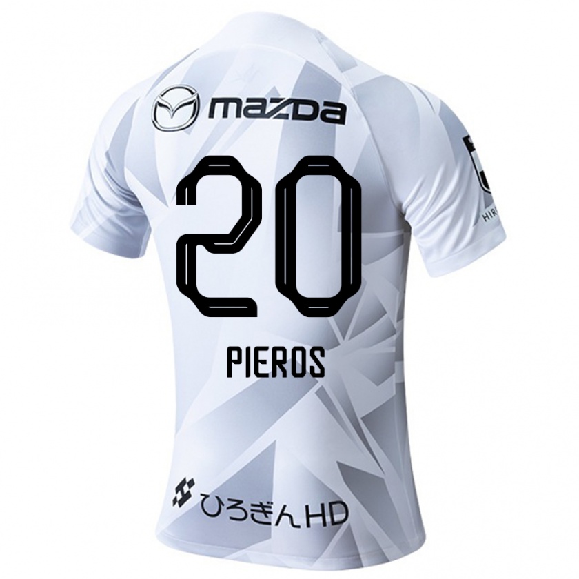 Kandiny Bambino Maglia Pieros Sotiriou #20 Bianco Grigio Nero Kit Gara Away 2024/25 Maglietta