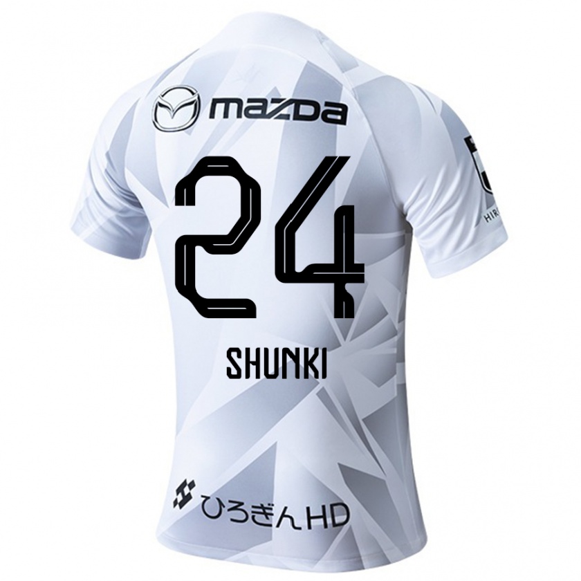 Kandiny Bambino Maglia Shunki Higashi #24 Bianco Grigio Nero Kit Gara Away 2024/25 Maglietta