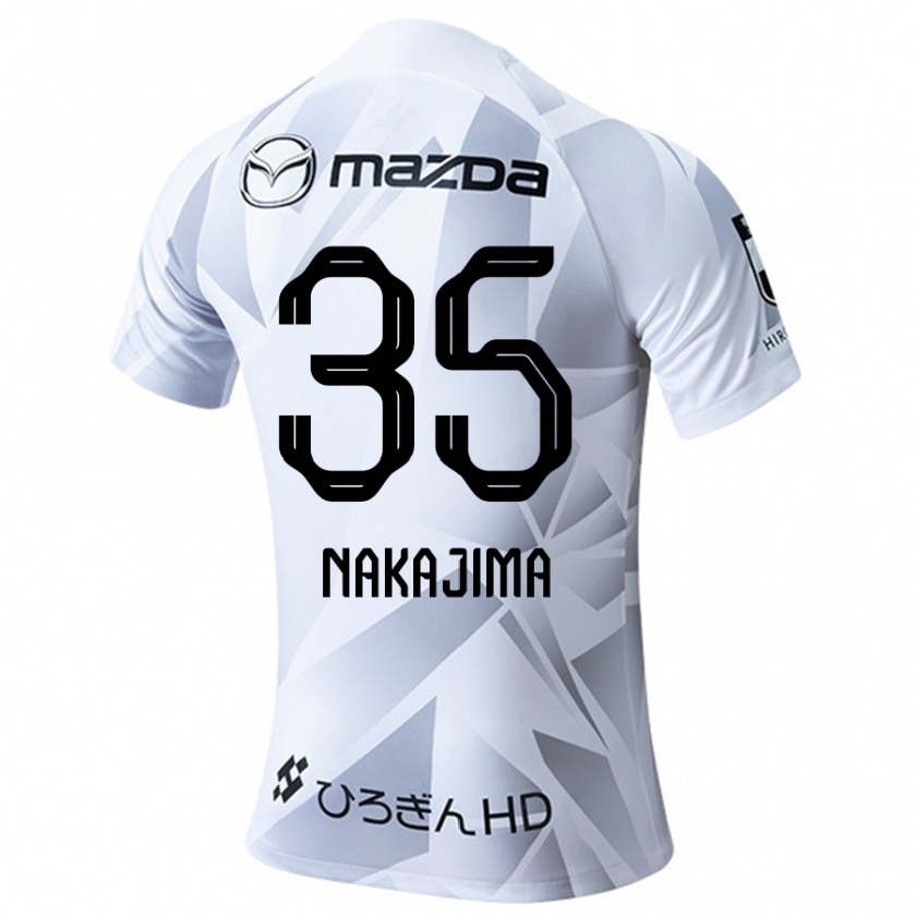 Kandiny Bambino Maglia Yotaro Nakajima #35 Bianco Grigio Nero Kit Gara Away 2024/25 Maglietta