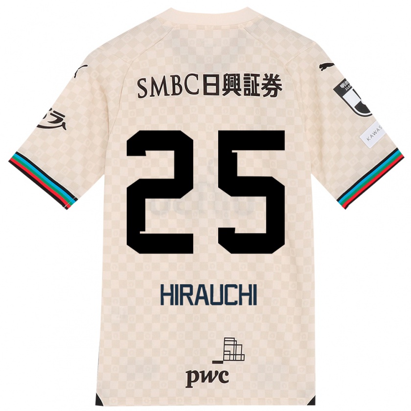 Kandiny Bambino Maglia Issei Hirauchi #25 Bianco Grigio Kit Gara Away 2024/25 Maglietta