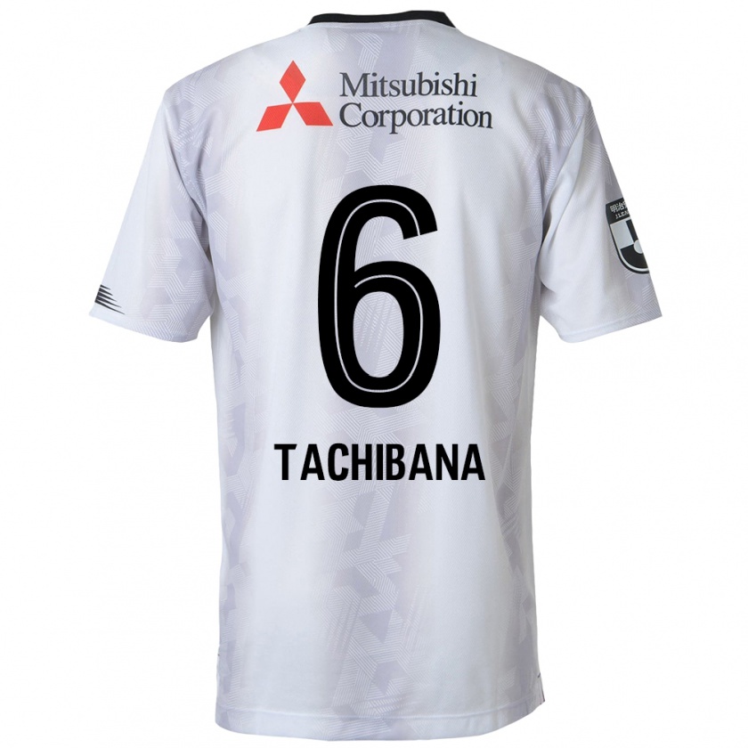 Kandiny Niño Camiseta Keigo Tachibana #6 Blanco Negro 2ª Equipación 2024/25 La Camisa