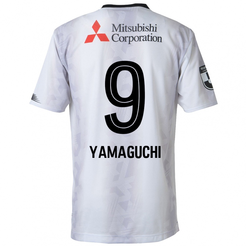 Kandiny Niño Camiseta Taiyo Yamaguchi #9 Blanco Negro 2ª Equipación 2024/25 La Camisa