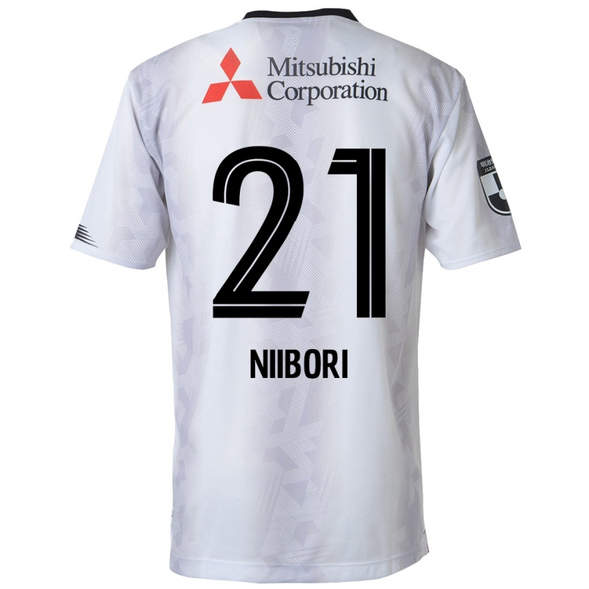 Kandiny Niño Camiseta Keita Niibori #21 Blanco Negro 2ª Equipación 2024/25 La Camisa