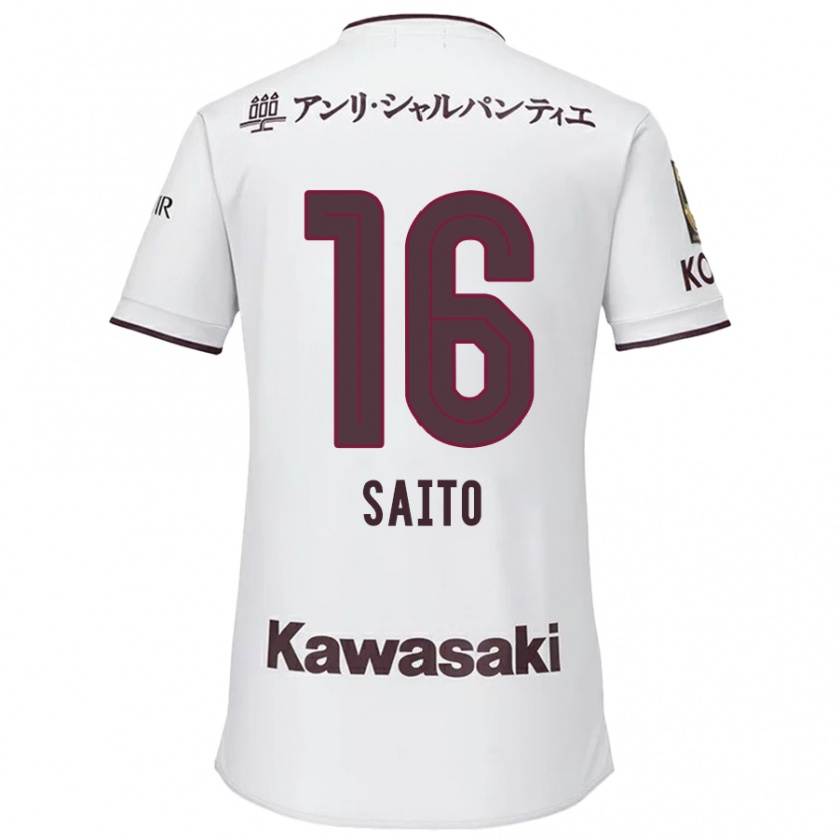 Kandiny Kinder Mitsuki Saito #16 Weiß Rot Auswärtstrikot Trikot 2024/25 T-Shirt Österreich