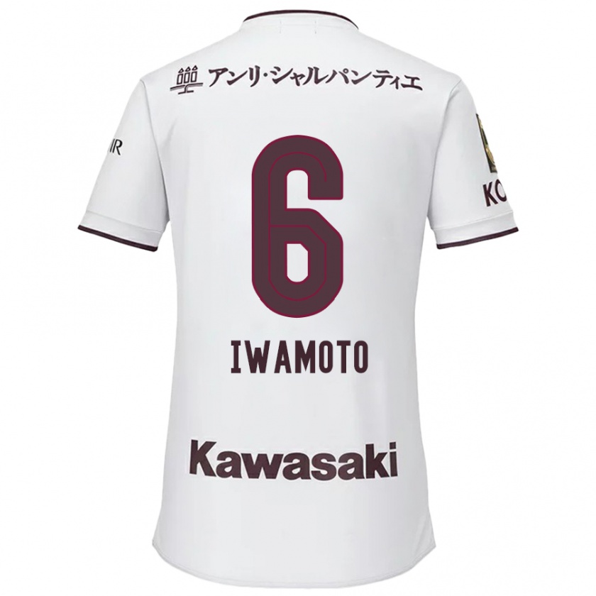 Kandiny Bambino Maglia Yuan Iwamoto #6 Bianco Rosso Kit Gara Away 2024/25 Maglietta