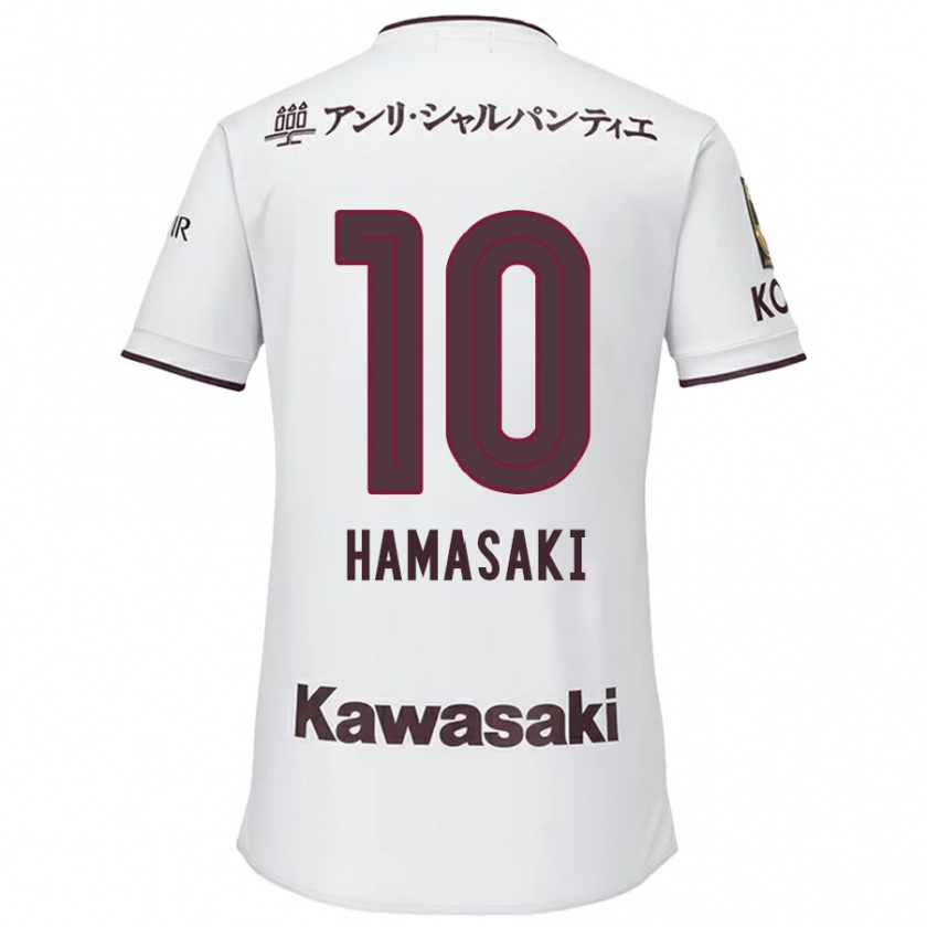 Kandiny Bambino Maglia Kento Hamasaki #10 Bianco Rosso Kit Gara Away 2024/25 Maglietta