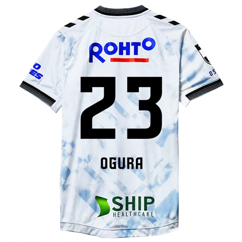 Kandiny Bambino Maglia Shimpei Ogura #23 Bianco Nero Kit Gara Away 2024/25 Maglietta