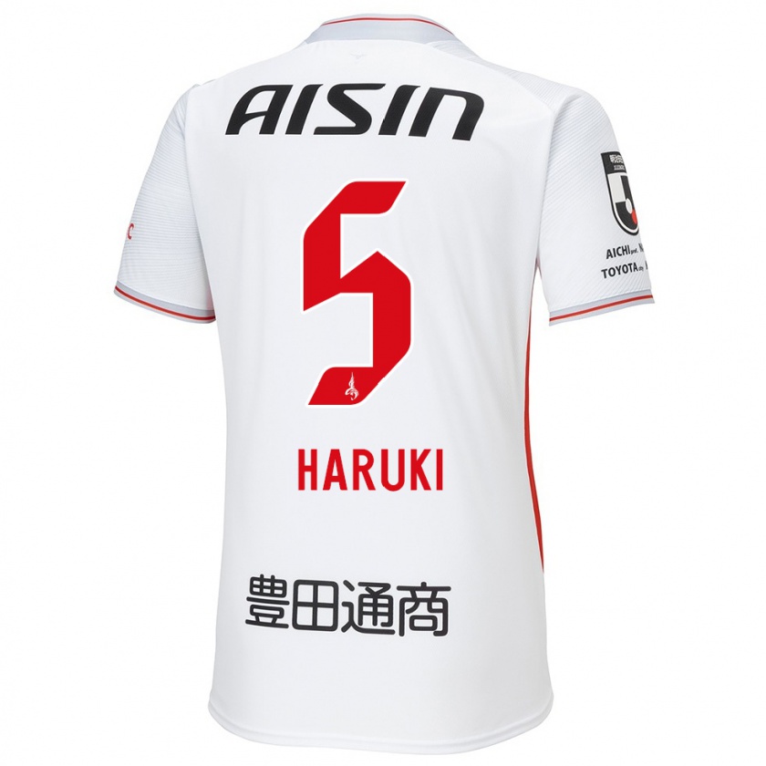 Kandiny Bambino Maglia Haruki Yoshida #5 Bianco Giallo Rosso Kit Gara Away 2024/25 Maglietta