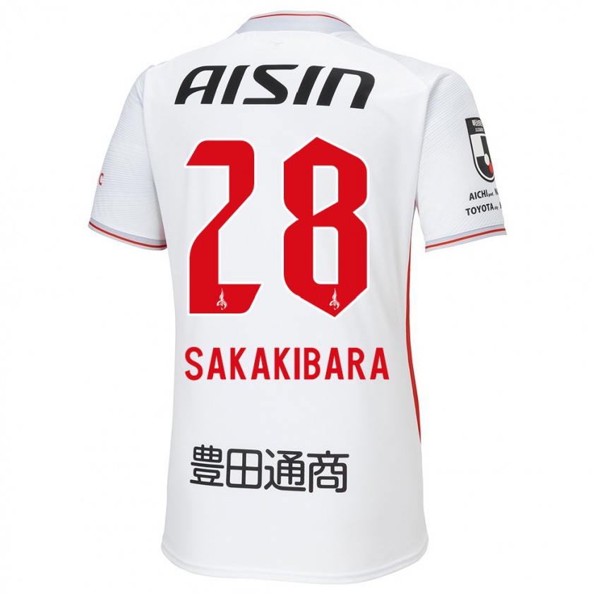 Kandiny Bambino Maglia Kyota Sakakibara #28 Bianco Giallo Rosso Kit Gara Away 2024/25 Maglietta