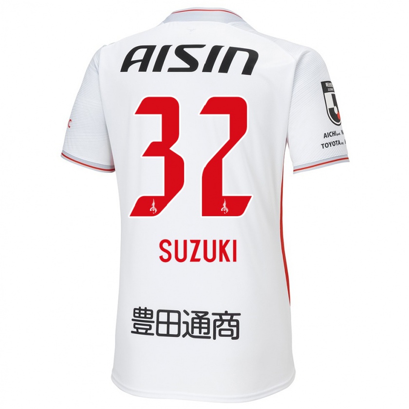 Kandiny Bambino Maglia Haruto Suzuki #32 Bianco Giallo Rosso Kit Gara Away 2024/25 Maglietta