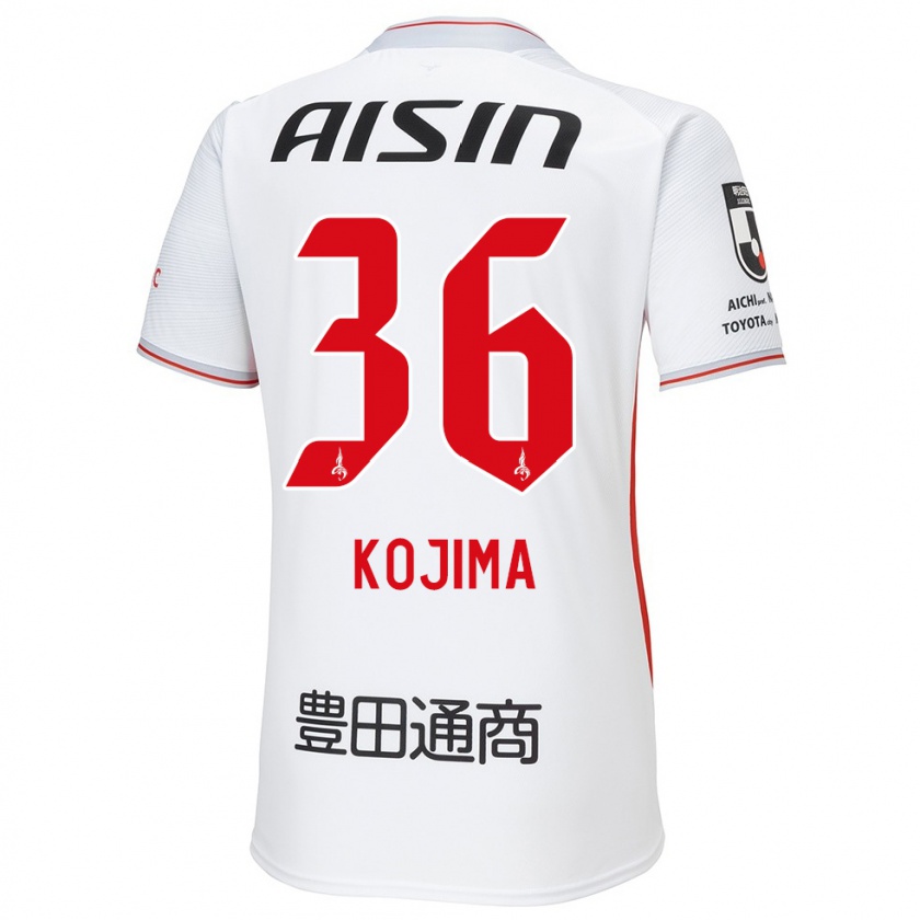 Kandiny Niño Camiseta Aoto Kojima #36 Blanco Amarillo Rojo 2ª Equipación 2024/25 La Camisa