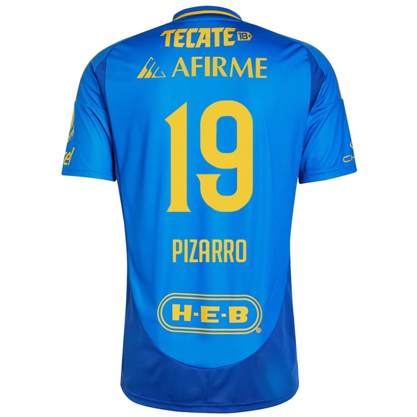 Kandiny Niño Camiseta Guido Pizarro #19 Azul Amarillo 2ª Equipación 2024/25 La Camisa