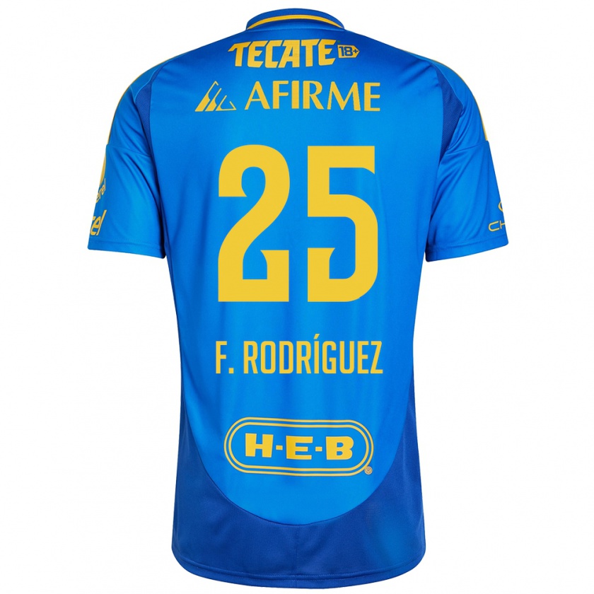 Kandiny Niño Camiseta Felipe Rodríguez #25 Azul Amarillo 2ª Equipación 2024/25 La Camisa