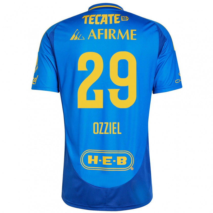 Kandiny Kinderen Ozziel Herrera #29 Blauw Geel Uitshirt Uittenue 2024/25 T-Shirt België