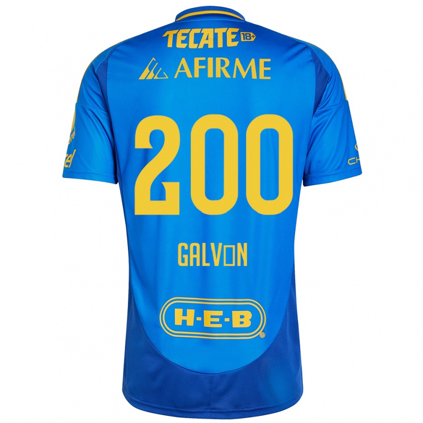 Kandiny Bambino Maglia Isaias Galván #200 Blu Giallo Kit Gara Away 2024/25 Maglietta