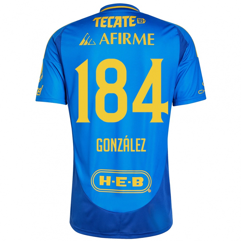 Kandiny Kinderen Erick González #184 Blauw Geel Uitshirt Uittenue 2024/25 T-Shirt België