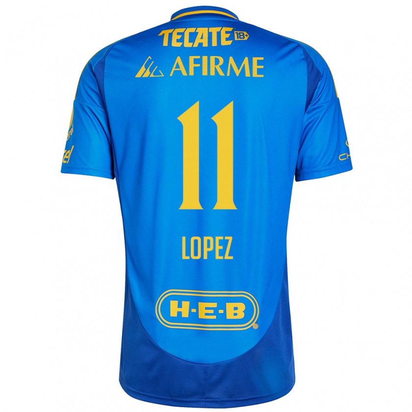 Kandiny Kinder Nicolas Lopez #11 Blau Gelb Auswärtstrikot Trikot 2024/25 T-Shirt Österreich