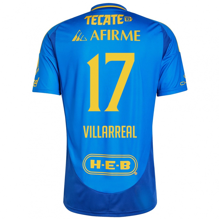 Kandiny Kinder Natalia Villarreal #17 Blau Gelb Auswärtstrikot Trikot 2024/25 T-Shirt Österreich