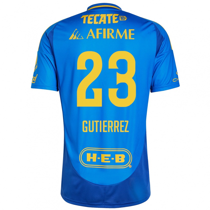 Kandiny Kinderen Jana Gutierrez #23 Blauw Geel Uitshirt Uittenue 2024/25 T-Shirt België