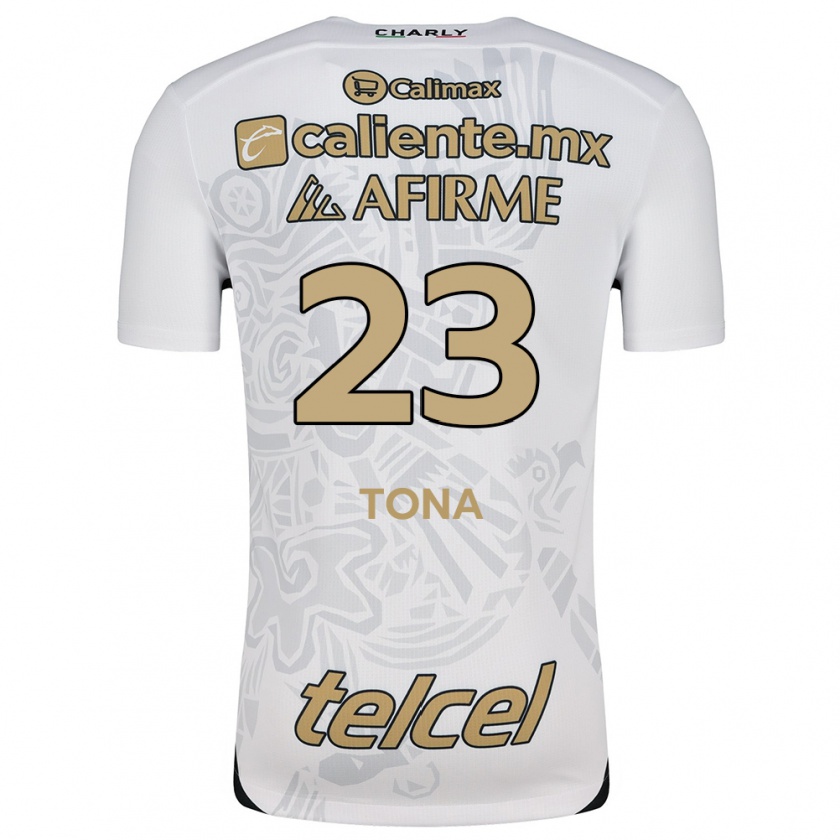 Kandiny Niño Camiseta Iván Tona #23 Blanco Negro 2ª Equipación 2024/25 La Camisa