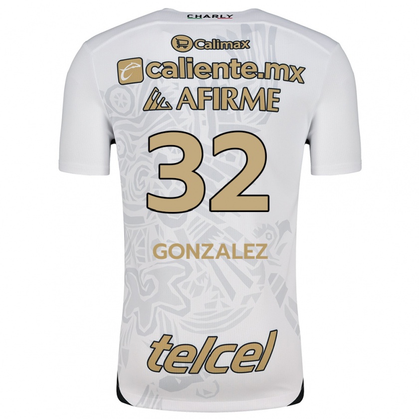 Kandiny Bambino Maglia Carlos González #32 Bianco Nero Kit Gara Away 2024/25 Maglietta