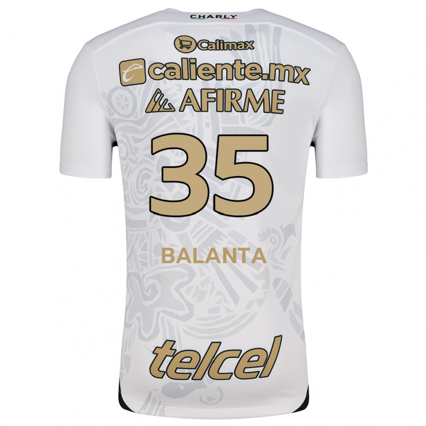 Kandiny Niño Camiseta Kevin Balanta #35 Blanco Negro 2ª Equipación 2024/25 La Camisa