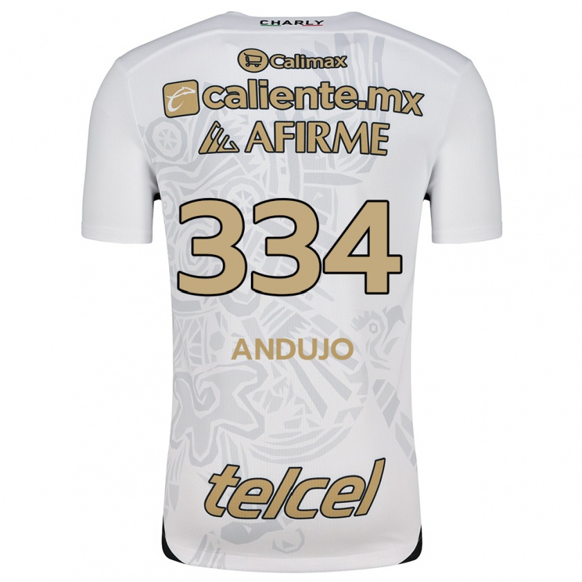 Kandiny Niño Camiseta Favio Andujo #334 Blanco Negro 2ª Equipación 2024/25 La Camisa