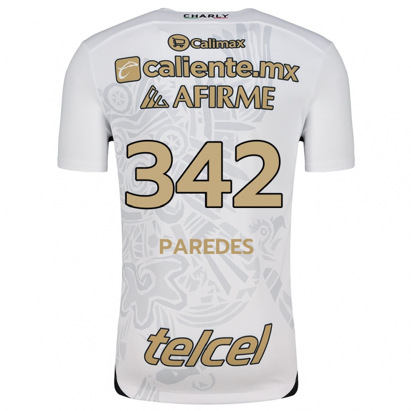 Kandiny Kinderen Santiago Paredes #342 Wit Zwart Uitshirt Uittenue 2024/25 T-Shirt België