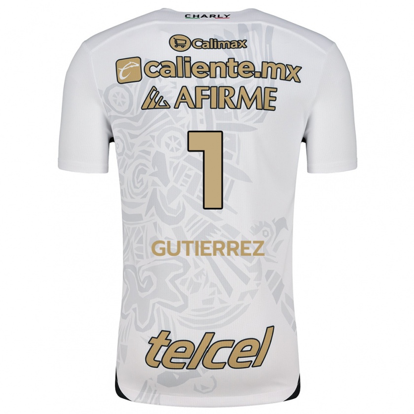 Kandiny Niño Camiseta Alejandra Gutiérrez #1 Blanco Negro 2ª Equipación 2024/25 La Camisa