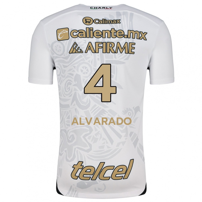 Kandiny Niño Camiseta Mónica Alvarado #4 Blanco Negro 2ª Equipación 2024/25 La Camisa