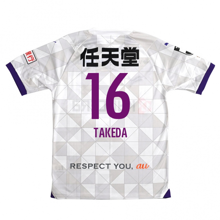 Kandiny Bambino Maglia Shohei Takeda #16 Bianco Viola Kit Gara Away 2024/25 Maglietta